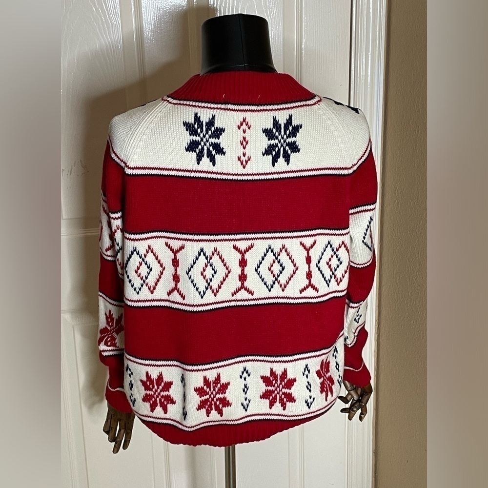 Vintage 70s JC Penney Knit Sweater Ski Snow Nordic Tribal Fair Isle Aztec Sz L  - Picture 3 of 11
